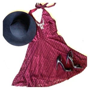 Wine red halter dress